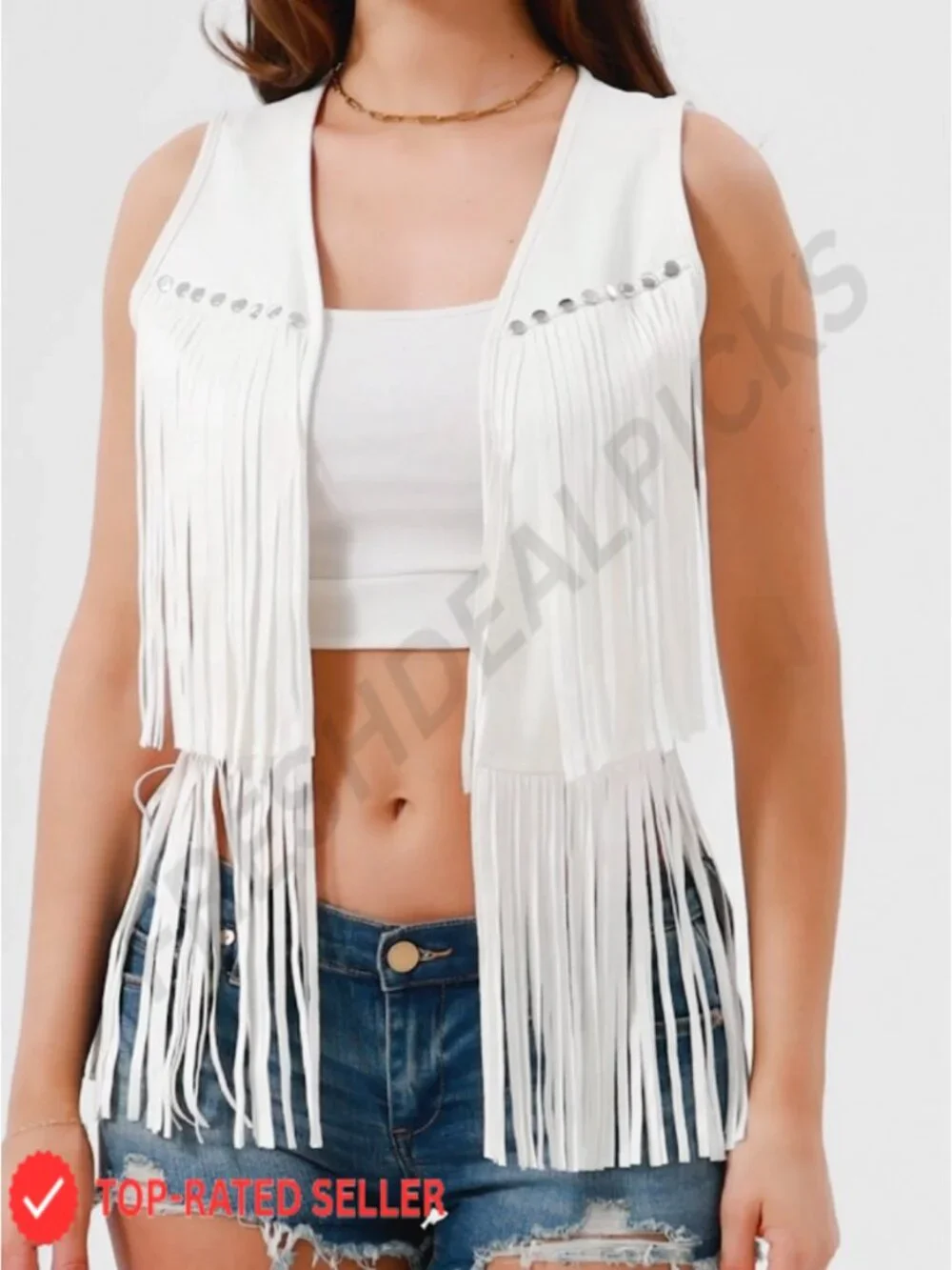 Faux Suede Fringe Vest Sleeveless Open Front Western Cowgirl Tassel Hippie